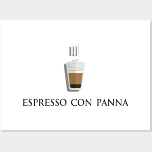 Hot Espresso con panna coffee front view in flat design style Posters and Art